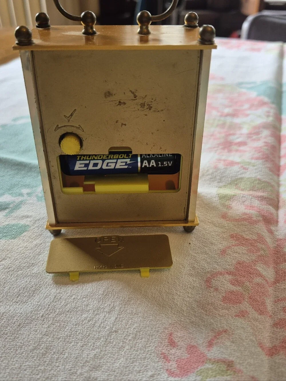 Vintage 1960s ESTYMA BRASS Mantel, OR Travel Clock.  Battery.